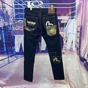 Geborduurd Zwart rechte buis Trendy merk losmaken Lucky God Chen Guanxi Letter Mo Ling Maat Jacquard Casual Gedrukte jeans 236948