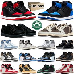 Satin Bred 1s basketbalschoenen voor heren jumpman 1 Black Phantom Reverse Mocha Lost and Found Royal Reimagined Spider UNC Toe heren dames trainers buitensporten 36-47