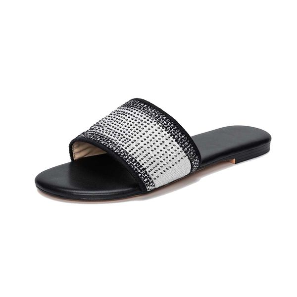 Tobas de diseño bordados Sandalias para mujeres Tabellera de lujo de lujo Tobas de verano Slip Beach Slipper Black White Animal Talls Flip Brocade Floral Striped Gear