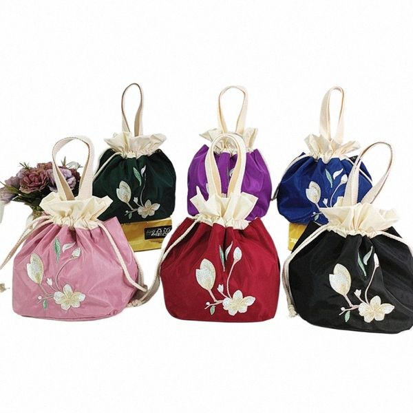 Sac à cordon brodé femmes Vintage Style ethnique Fr sac à main sac seau en soie Phe Shop sac Style chinois Hanfu N1x0 #