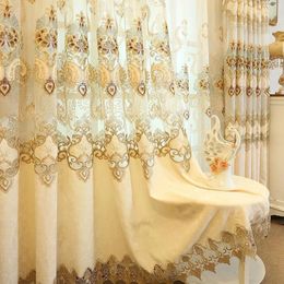 Broided Floral à motifs floraux creux cutanés voile pour chambre de luxe en dentelle européenne rideaux délicats M112C 240429