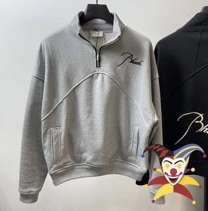 Sweat à capuche brodé Hommes Femmes 1 Haute Qualité Patchwork Col Roulé Zip Sweats À Capuche Vintage Pulls