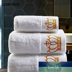 Ensemble de serviettes d'hôtel en coton blanc avec couronne impériale brodée