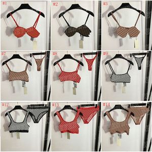 Lettre brodée soutiens-gorge slips maillots de bain pour femmes dentelle Sexy voir à travers les sous-vêtements Design soutien-gorge string ensembles
