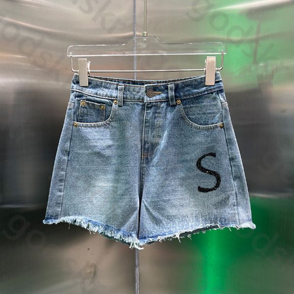 Jeans courts à lettres brodés Fashion Fashion Classic Shorts denim Sexy High Waist Fringe Jeans