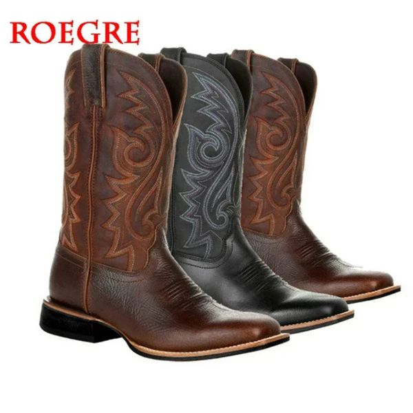 Broidered Men's 548 et une grande manche de grande qualité rétro à large tête de cowboy western 38-48 hommes bottes décontractées confortables 231219 704