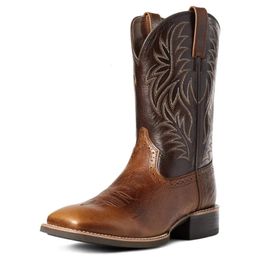 Embroidered 423 Retro High Men's Pointed Hand Sewn Carved and Spliced Wide Toe Outdoor Western Cowboy Boots 231219 93055 85851 13300
