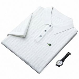 Polo tricoté en soie glacée pour hommes, nouvelle chemise décontractée à manches courtes, offre spéciale d'été, y23D #