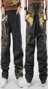 Broidered Pattern HipHop Jeans pantalon hiphop occasionnel en vrac plus gras grande taille skateboard mens jeans pantalon9267958