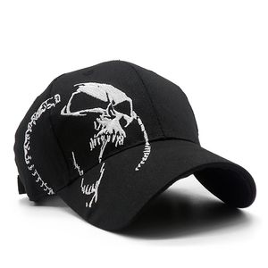 Broidered Skull Cap pour hommes Coton Sports Caps Baseball Fashion Black Pattern Femmes Snapback Army Male Cap Hip Hop Os