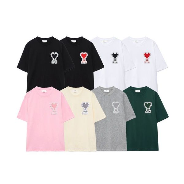 T-shirt brodé à manches et t-shirts en coton en vrac T-shirt T-shirt de concepteur de demi-manche T-shirt High Version Peach Heart