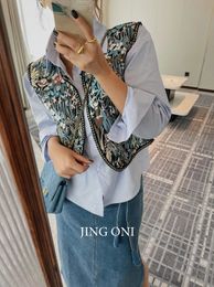 Veste de gilet brodé pour femmes Vêtements luxueux coréen y2k Crop élégant sans manches vintage manteau de mode haut gil verscoat floral 240523
