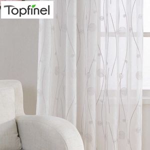 Rideau transparent blanc brodé pour salon chambre motif abstrait fenêtre tulle cuisine petite fenêtre rideau rideaux 210712