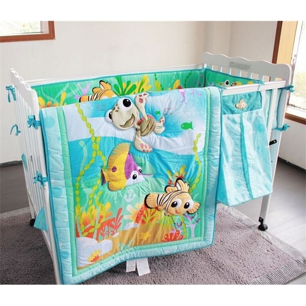 \ Broderie Baby Cot Crib Literie Ensemble pour fille Couette Baby Quilt Kit Bero (+ couette + couverture de lit + jupe de lit) LJ201105