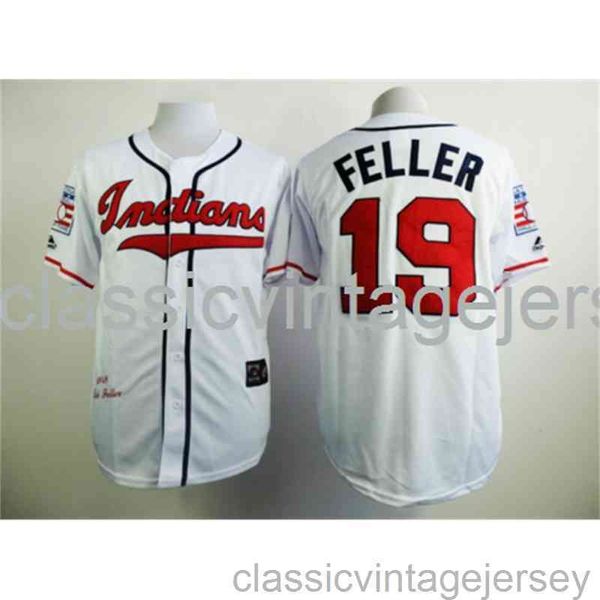 Broderie Bob Feller célèbre maillot de baseball américain cousu hommes femmes jeunesse maillot de baseball taille XS-6XL