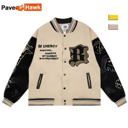 Broderie Bomber Veste Hommes Femmes Flocage Hip Hop Lâche Casual Patchwork Manteau Unisexe High Street Varsity Baseball Outwear 240130