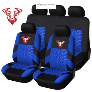 Juego de fundas de asiento de automóvil bordadas Ajuste universal La mayoría de los s con Protector de estilo de detalle de pista de neumático