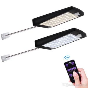 DHL Solar Lights Outdoor 48LED 3Modes Sensor de movimiento Luz de pared solar con control remoto Lámpara de seguridad impermeable para Street Garden Yard