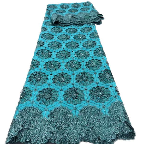 Cordón de bordado Tela de guipur de encaje 5 yardas Multicolor Nuevo material de poliéster Vestido de mujer africana Tela de costura artesanal de alta calidad Estilo nigeriano en venta YQ-1120