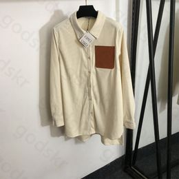 Camisa de pana bordada, abrigo para mujer, camisa holgada y cálida, chaqueta, Blusa de manga larga transpirable a la moda