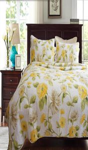 Borduurkatoen Quilten Quilts gele bloemen Home Quilt Luxe EL wit AB SIDE bedrukte sprei katoenen Bedcover Kingsize 3539659