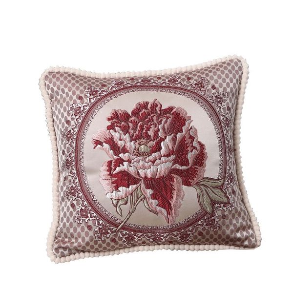 Housses de coussin brodées, taies d'oreiller en jacquard avec ficelle de perles, pour voiture, salon, bureau, chambre à coucher, décoration de la maison, 48x48cm