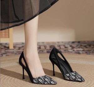 Borduurwerkontwerper Suede Wedding Princess Cuts Nightclub schoenen voor vrouwen Dancing Party Stiletto Heel Breathable Lad