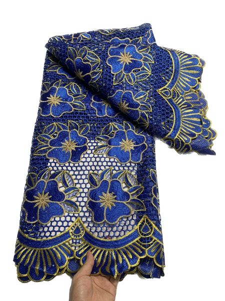 Broderie Guipure Polyester Cordon Dentelle Maille Strass Tissu Africain Robe Florale Fête Mariage 5 Yards Couture Artisanat Moderne Exquis Style Nigérian 2023 YQ-1093