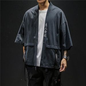 Vêtements ethniques Broderie Haori Coton Manteaux Harajuku Style Japonais Cardigan Hommes Samurai Kimono Robes Yukata Vêtements Asiatiques Femmes Vestes