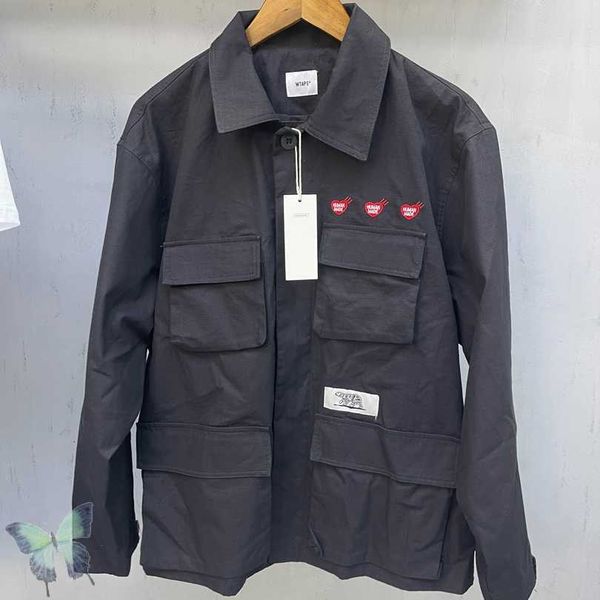 Veste de broderie faite par l'homme Moto Biker Hommes Femmes Veste d'extérieur Manteau avec étiquette de poche 211013