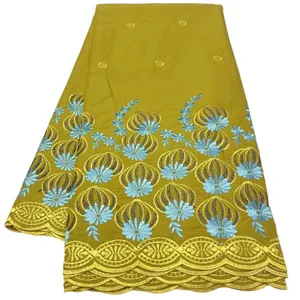Bordado tela de encaje 5 yardas suizas voile algodón de algodón africano vestido de fiesta de la noche de la noche del vestido de la costura del vestido de la costura del vestido de receta femenina nuevos 2023 yq-8144