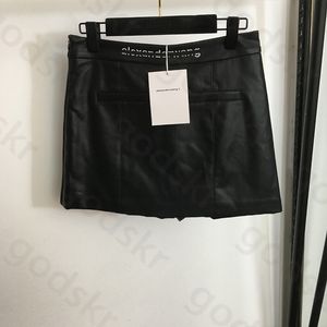 Borduren leren rok Dames hoge taille rits shorts Modeontwerper Zwarte PU korte rok