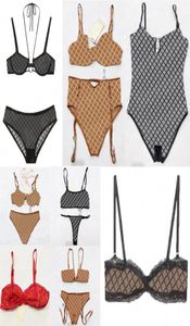 Borduurbrief Bras Bustiers for Women Designer Underwear Mesh doorzie door dames bh -briefs sets sexy bikinis5107913