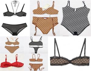 Borduurbrief Bras Bustiers for Women Designer Underwear Mesh doorzie door dames bh -briefs sets sexy bikinis4173769