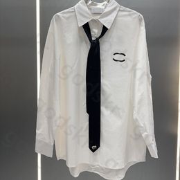 Chemise ample avec lettres brodées, chemise à cravate respirante à la mode, manches longues, revers, veste de Protection solaire d'été