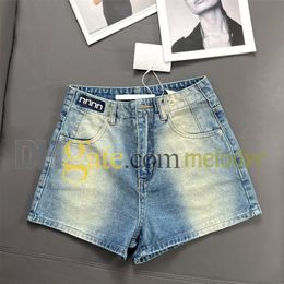 Borduurbrief Shorts Retro Gradient Color Denim Shorts Sexy High Taille Slim Short Jeans Summer Brand Jean Pants