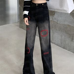 Designers Lettre Femmes Jeans Broderie Denim Pantalon Créateur De Mode Pantalon À Jambes Larges Pantalons Pour Femmes Vêtements