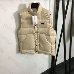 Chalecos de chaqueta de plumón con logotipo bordado para hombre y mujer, chaleco sin mangas grueso con botones cálidos de plumón de pato blanco