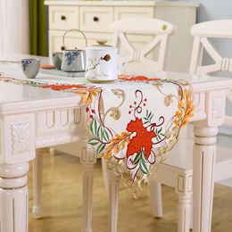 Bordado Hoja de arce Camino de mesa Bandera Cubierta de tela decoración mariage decoración de boda Mantel para mesa Decoración Cocina 240328