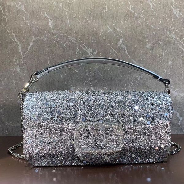 Mini sac brodé pour femmes, sacs à bandoulière à rabat, sac à main fait à la main, imitation perle de cristal, paillettes brodées, chaîne détachable, pochette de qualité supérieure