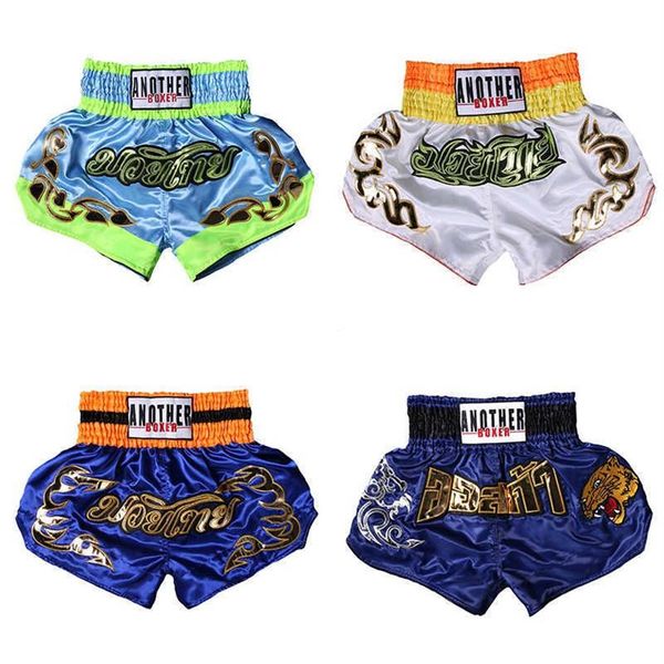 Pantalones cortos de boxeo Muay Thai bordados, bañadores, pantalones cortos de combate integral para hombres, pantalones cortos de lucha MMA, ropa Sanda kickboxing228L