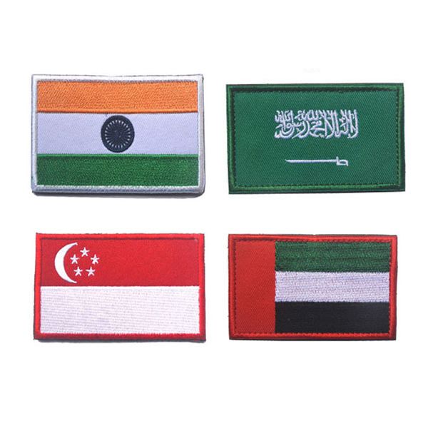 Patches de broderie Japon Singapour Turquie Pakistan Vietnam Inde Laos Thaïlande Malaisie Saudi Arabie UAE Irak Israel Asia Flag