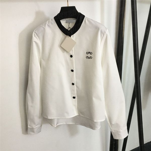 Motif de broderie chemises blanches chemisiers pour femmes hauts chemise décontractée à manches longues t-shirts cardigan de créateur