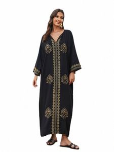 Bordado Tallas grandes LG Manga Kaftan Beach Dr Traje de baño Cubrir hasta 2024 Mujeres Ropa de playa de verano Moo Moo Dr Q1603 c93l #