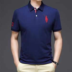 Borduurwerk polo shirts trendy zomer mannen golfshirt groot paard korte mouw tops mannelijke zakelijke casual kleding 220615