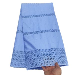 Tissu de coton en dentelle polie en voile suisse brodé, 5 yards, robes de soirée pour femmes africaines, mariage, Style moderne nigérian, dernière haute qualité 2023 KY-5188