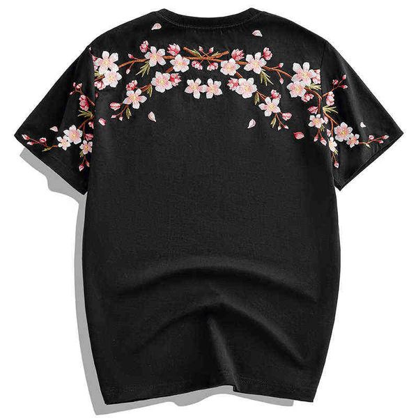 Broderie T Shirt Hommes Femmes Fleur Lâche Casual D'été Coton Hip Hop ee ops À Manches Courtes Mâle Harajuku Streetwear G1217