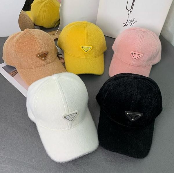 Broderie unisexe Designers casquettes de balle mélange de fourrure de lapin artificiel femmes voyage chaud printemps chapeaux hommes casquette de baseball 5 couleurs mode chapeau en peluche