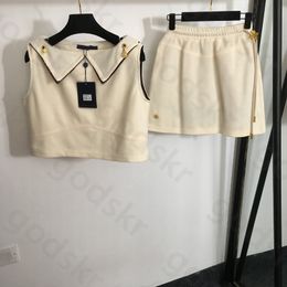 Bordado chaleco mini falda para mujer cintura elástica minifalda sexy diseñador tops recortes de 2 pice