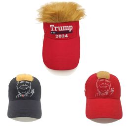 Broderie avec 2024 chat coiffure Baseball Cap Trump Supporter Rally Rally PARADE Coton Chapeaux GG0410